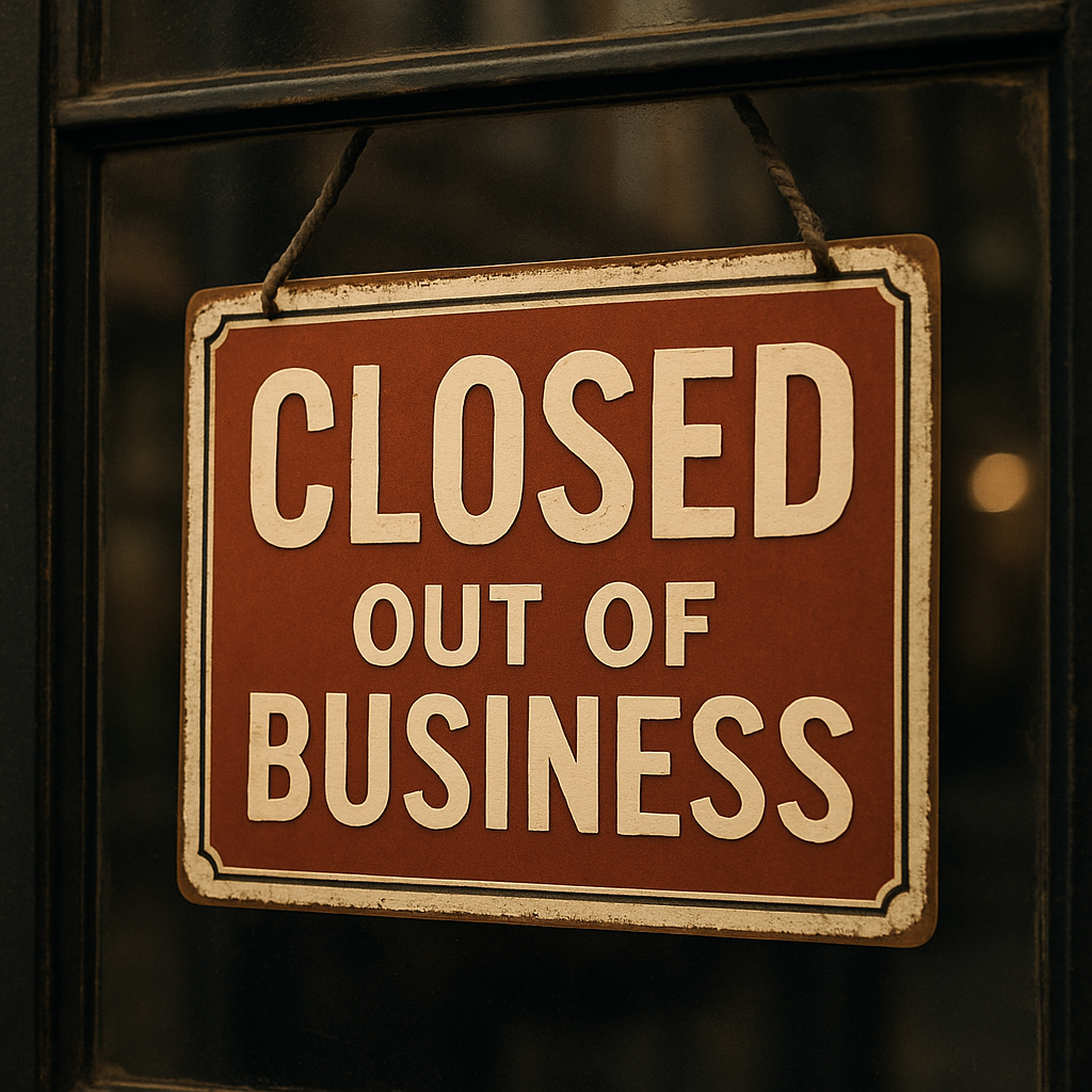 Closed Out of Business Sign